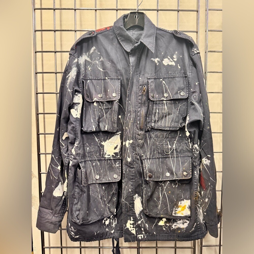 Faith Connexion Austin Blaisdell Painted Navy blue Military Field Jacket size S